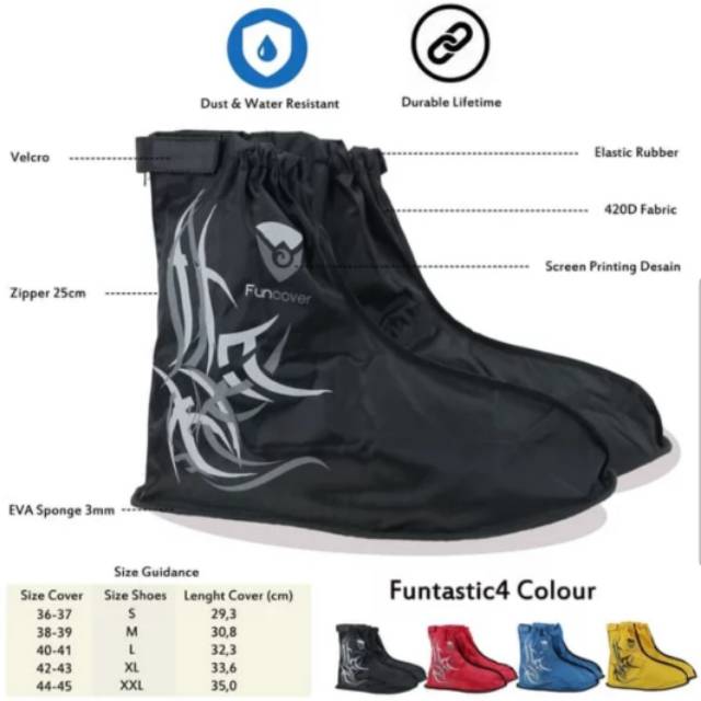 jas hujan sepatu anti becek air / Jas sepatu cover shoes mantel hujan anti air Funcover cosh black