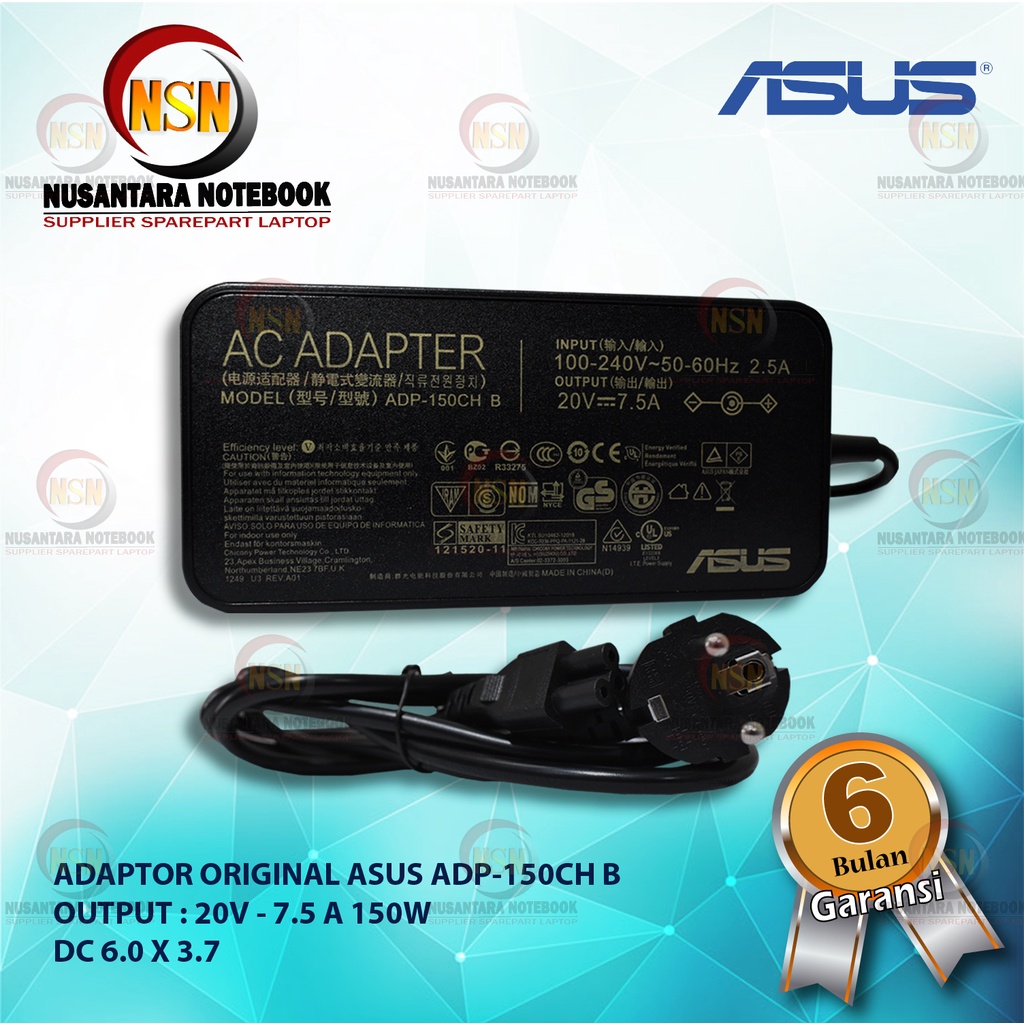 Adaptor Original Asus 20V 7.5A 150W DC 6.0 x3.7mm ROG FLYBIRD