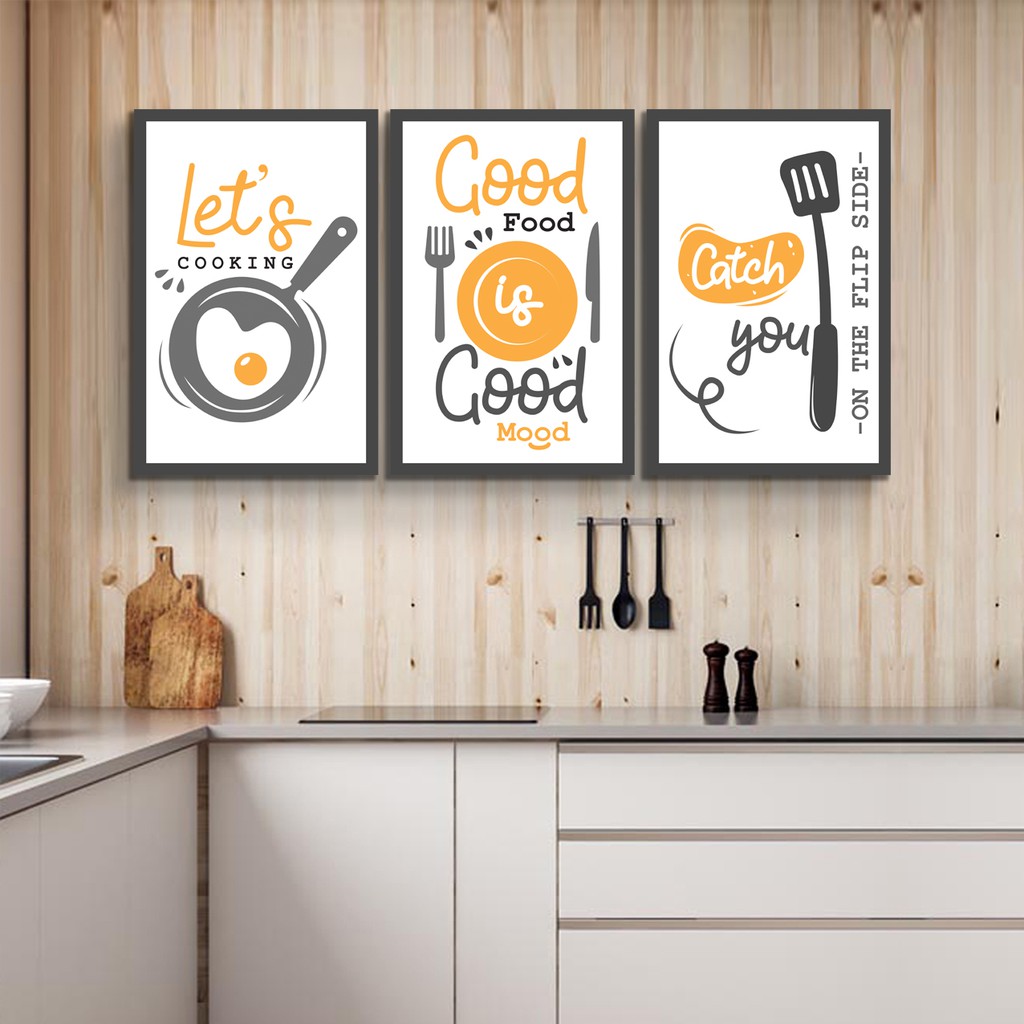 PAKET Hiasan Dinding Dapur Minimalis "Good Food Is Good Mood" | Shopee