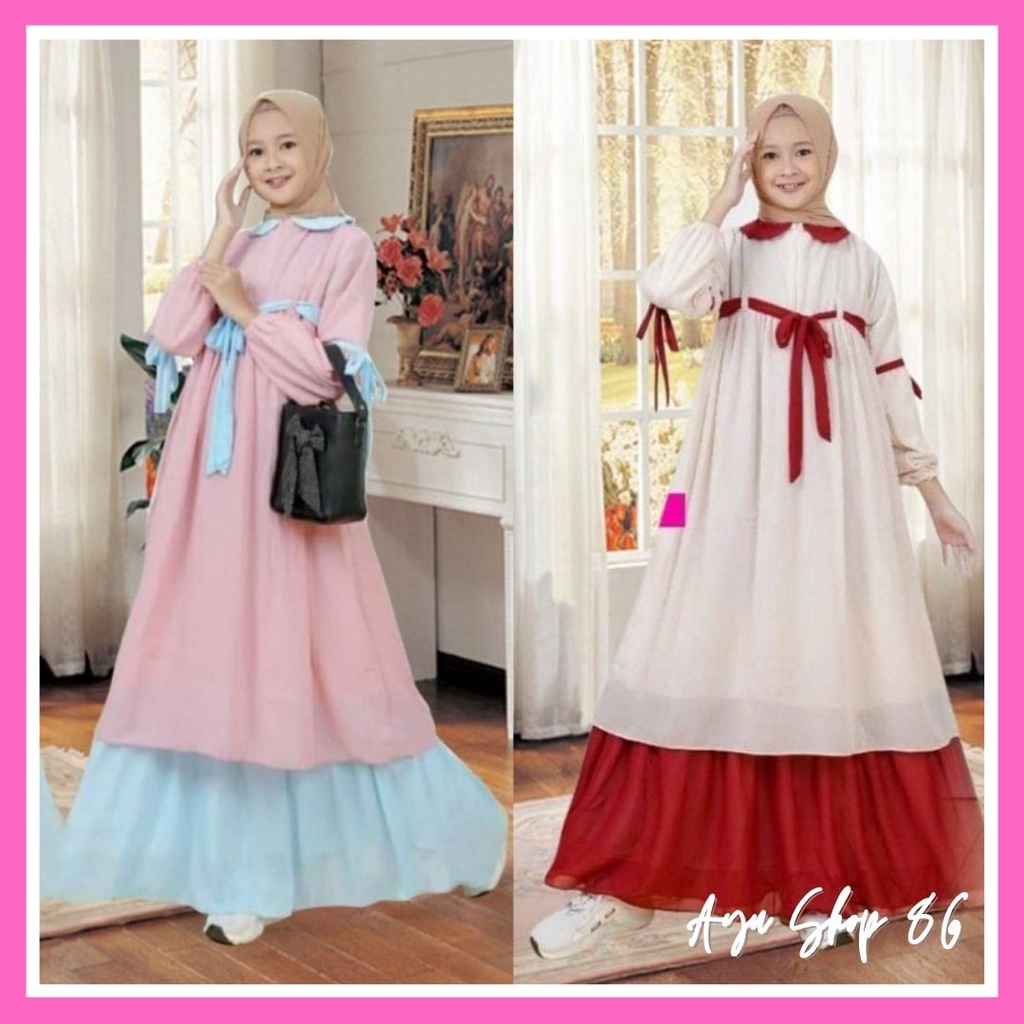 Baju Gamis Maxi Ikat Lesty Kid Anak Muslim Perempuan Tanggung Umur 8 9 10 Tahun Trend Kekinian Mewah