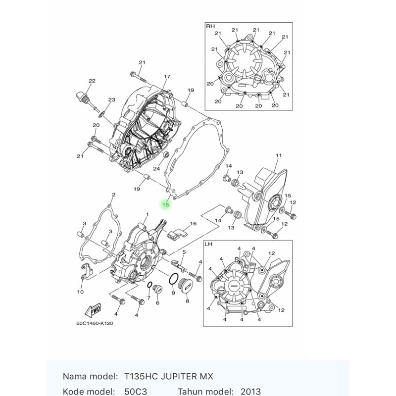 PAKING BAK KOPLING JUPITER MX NEW ASLI ORI YAMAHA 50C E5461 00