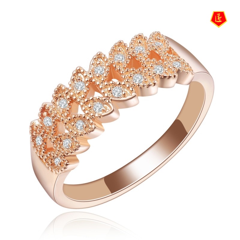 [Ready Stock]Simple Fashion Diamond Ring High-Grade Rose Gold