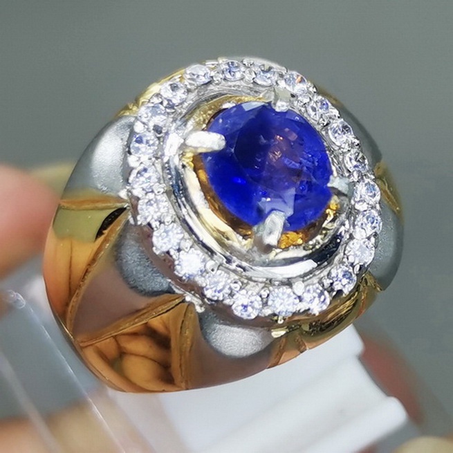 Cincin Batu Permata Blue Safir Ceylon Srilangka Asli