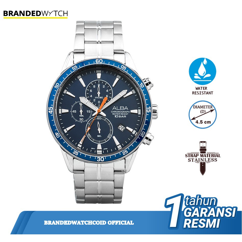Alba AM3829X1 Jam Tangan Pria Alba AM3829 Chronograph Original Diameter 4,5 cm