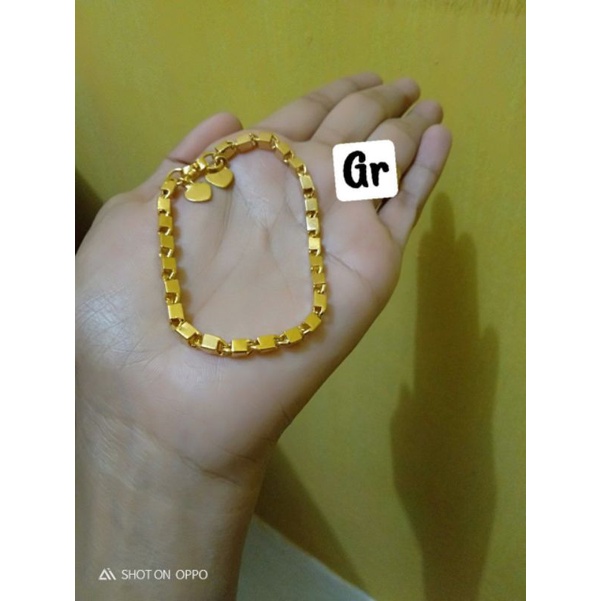 Gelang balok lapis emas 24k