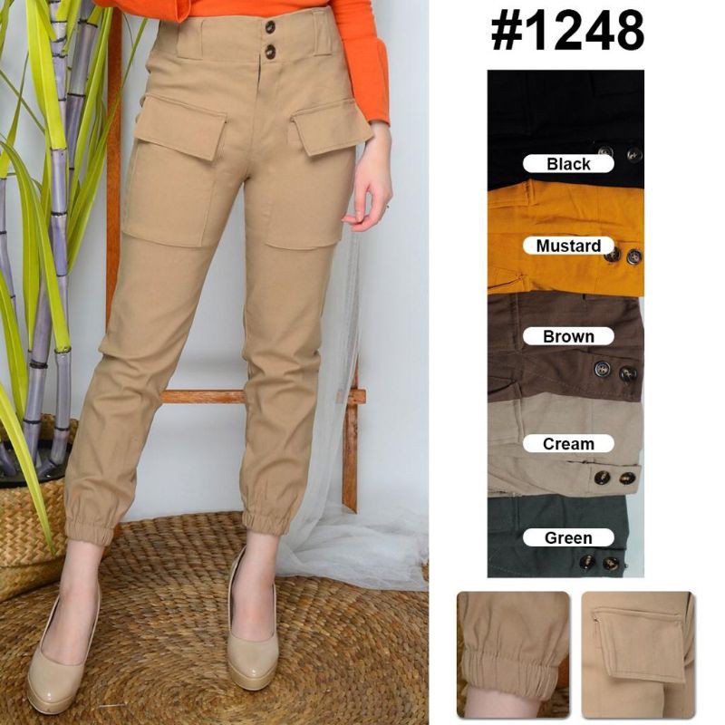 Celana wanita bahan katun Stretch import fit to xxl