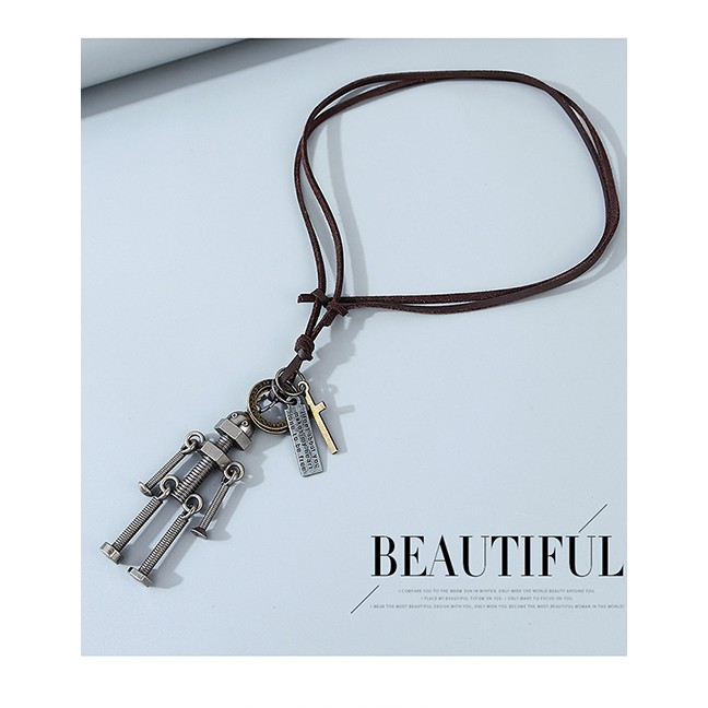 LRC Kalung Fashion Black Robot Cross Mens Necklace Y64608