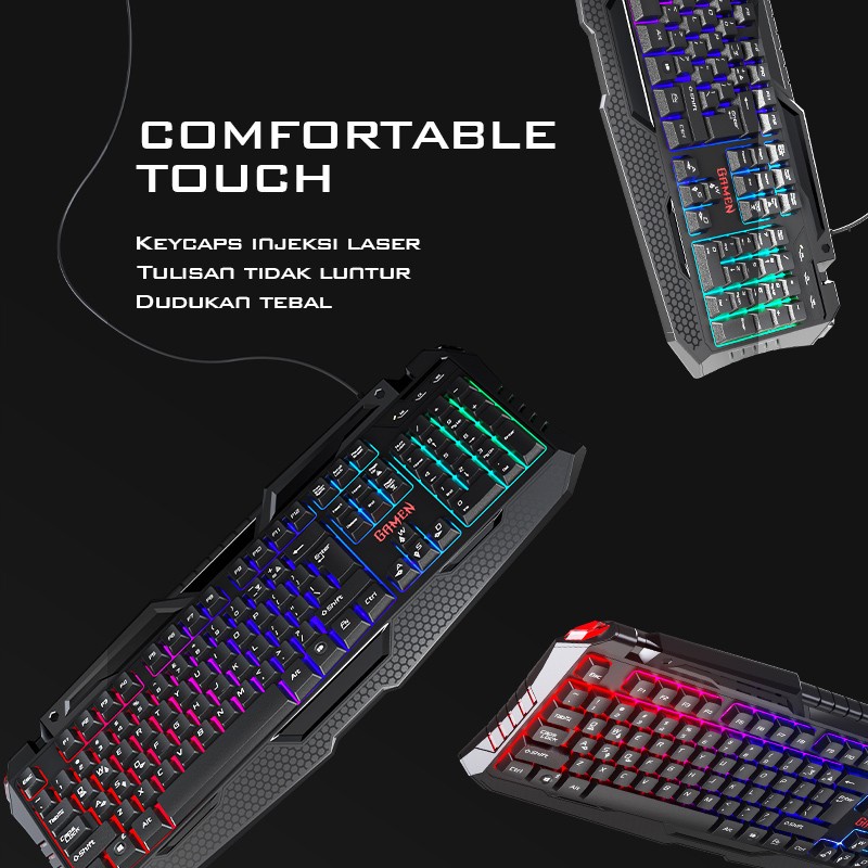 GAMEN Gaming Mouse Keyboard Combo Station II Black (RGB BackLight)