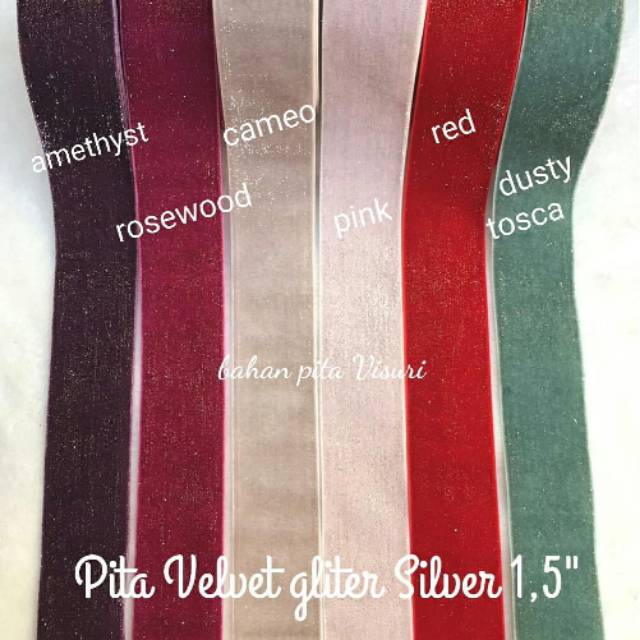 Pita Velvet Gliter Silver 1,5&quot;/ 4 cm  per 1 yard ( 90 cm )