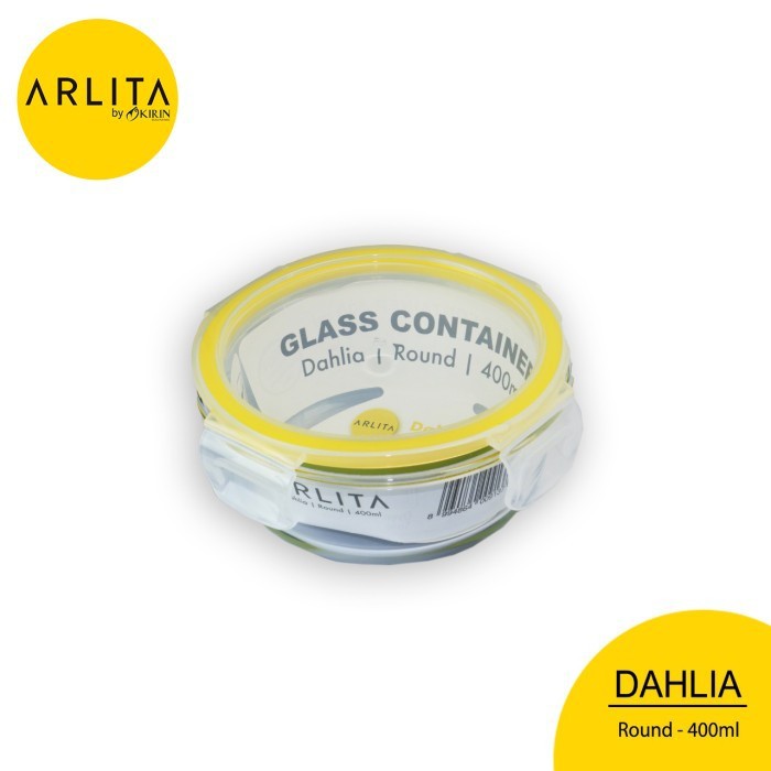 terlaris produk  ARLITA DAHLIA ROUND YELLOW Glass Container 400 ML - BY KIRIN   bisa di pesan ya