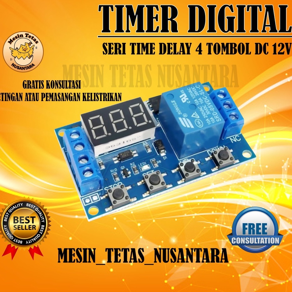 Relay Timer Display 4Tombol DC 6V~30V Delay Time Module Switch Control