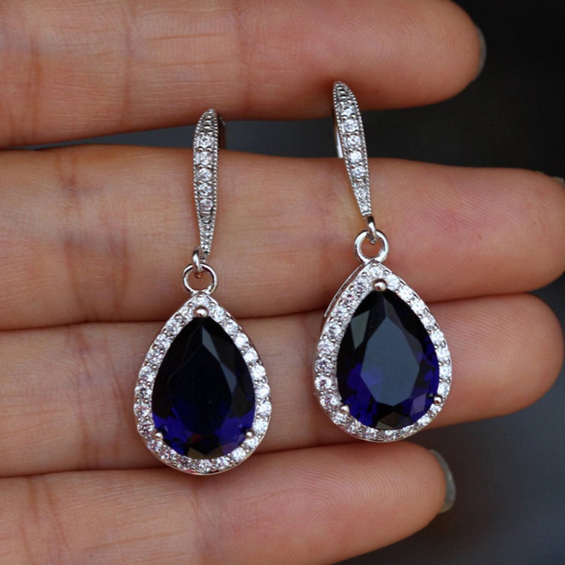 Classic Drop Earring For Women White/Blue/Purple CZ Stone Wedding Engagement Party Accessories Simple And Elegant Jewelry