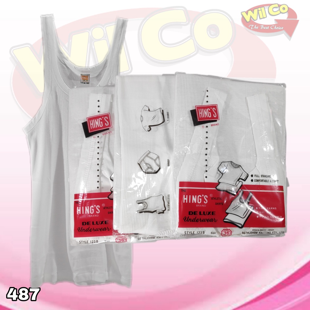 K487 - KAOS DALAM SINGLET PRIA PAKAIAN DALAM PRIA HING'S SIZE 32 WARNA PUTIH HARGA PER 1 PCS