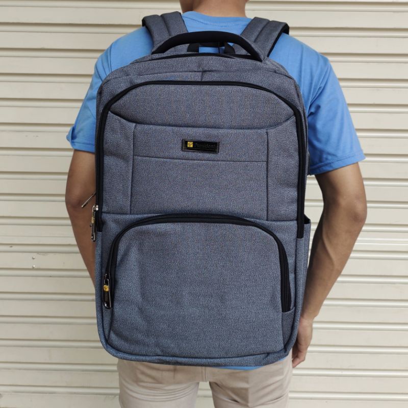 Tas ransel president bahan kain kanvas ORI - USB PORT