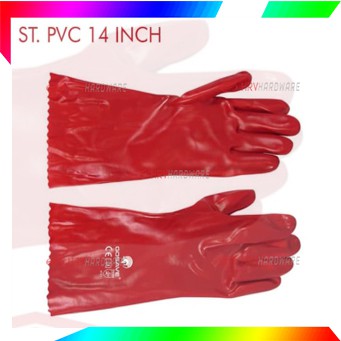 Sarung Tangan PVC 14 inch dan 16 Inch Merah Tahan Panas Kimia Safety Gloves