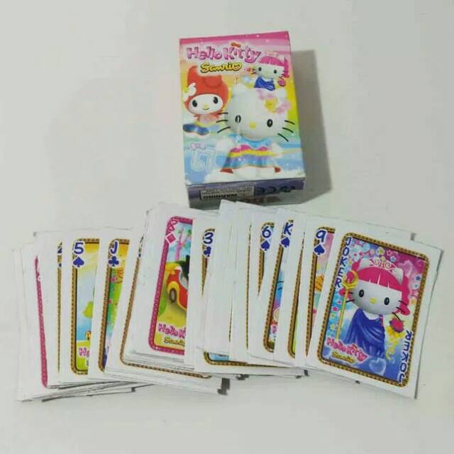 Mainan Kartu Poker Mini Karakter Hello kitty, Doraemon