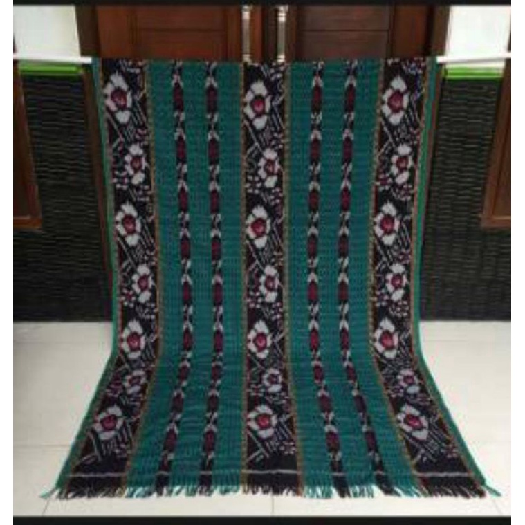kain tenun blanket etnik mawar hijau