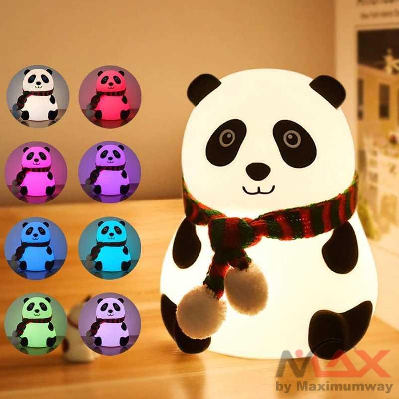 lampu kamar tidur boneka panda lampu bayi recharge USB Aman digigit bayi dari silicone Free On Lampu Tidur LED Silicone Lamp Decoration Model Panda - LJC-142 Led Cartoon Silicone Lamp Panda USB Rechargeable Touch Sensor Colorful Silicone Lamp Bedroom Beds