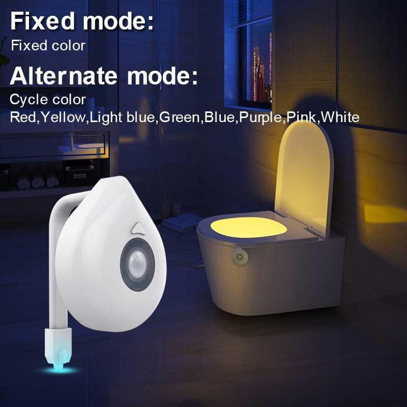 Lampu Toilet Sensor Gerak RGB 8 Warna / Lampu WC LED Adjustable