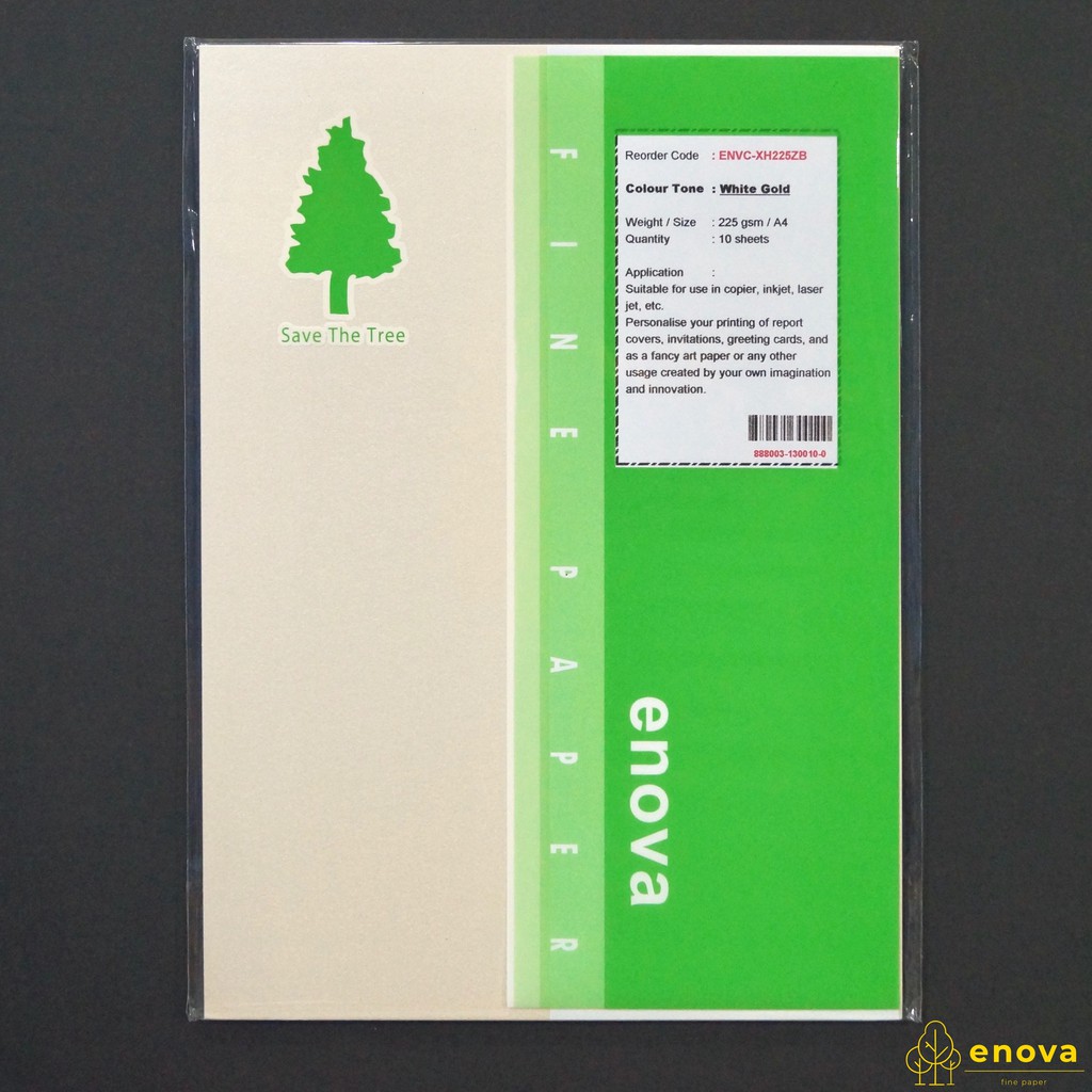 

Fancy Art Paper ENOVA | White Gold | A4 225GSM (Putih Metalik)
