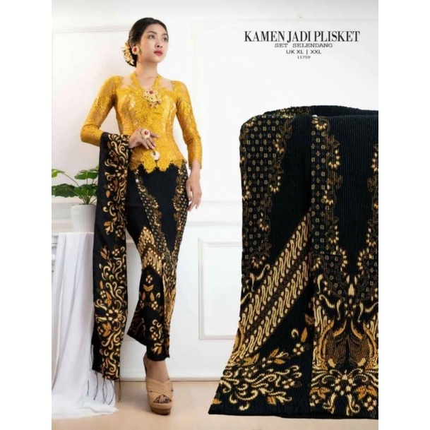 Kamen Plisket Sutra Dobby Plus Selendang//Rok Jadi//Rok Bali/Pakaian Adat Bali