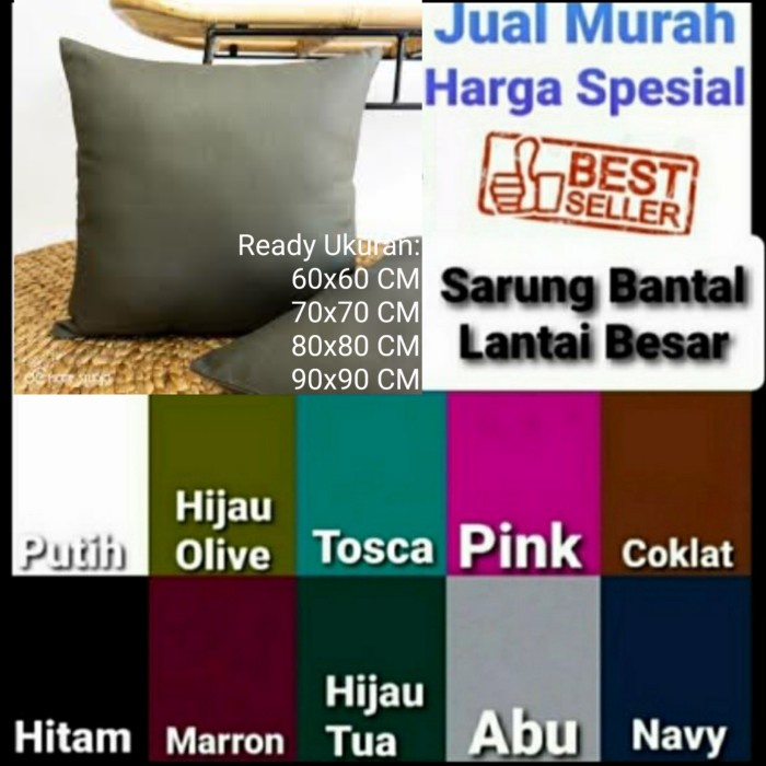 Sarung / Sarung Bantal Sofa Jumbo Polos 60X60, 70X70, 80X80, 90X90 Katun Micro - Putih, 90X90 Cm