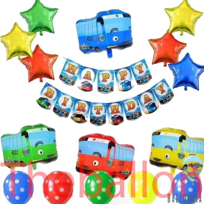 Paket tema karakter tayo / balon foil tayo / balon ulang tahun