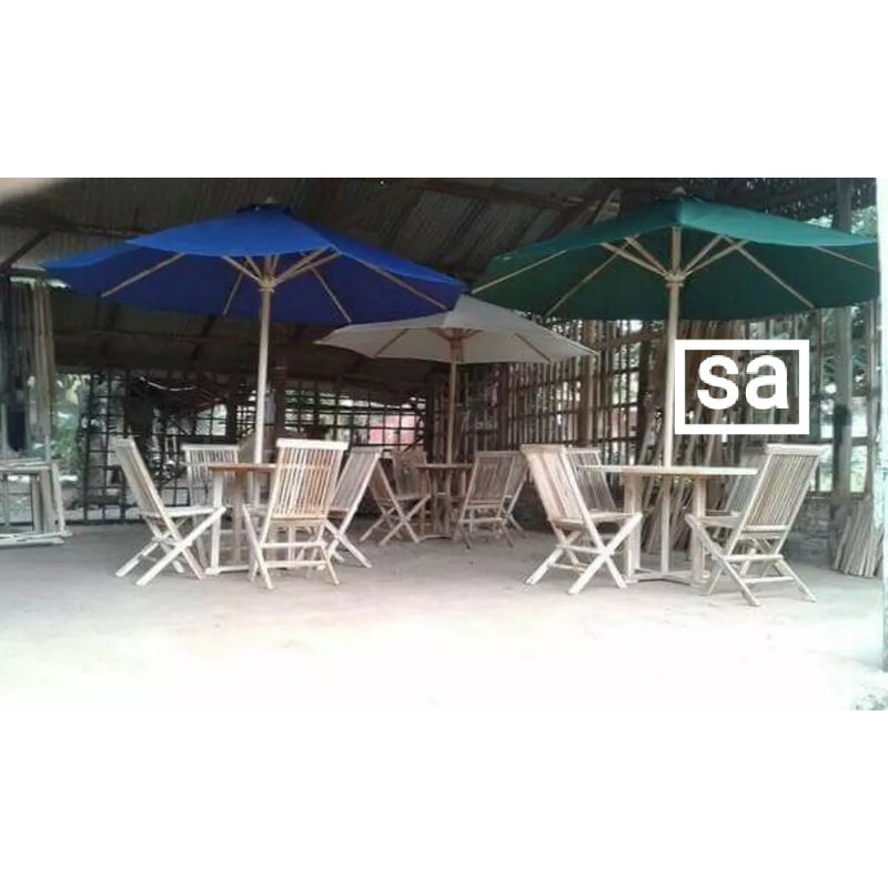 set meja payung kursi garden jati mentah