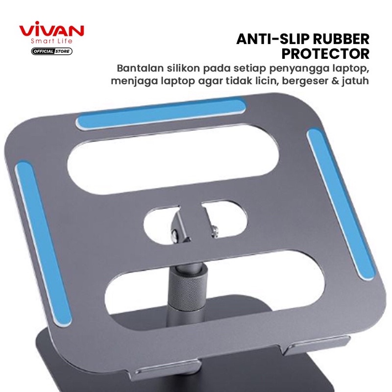 VIVAN VLS03 Laptop Cooling Stand Original Liftable Foldable Aluminum Alloy Gray - Garansi 1 Tahun