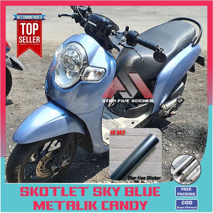 Stiker Skotlet Motor Warna Sky Blue Metalik Candy Glossy
