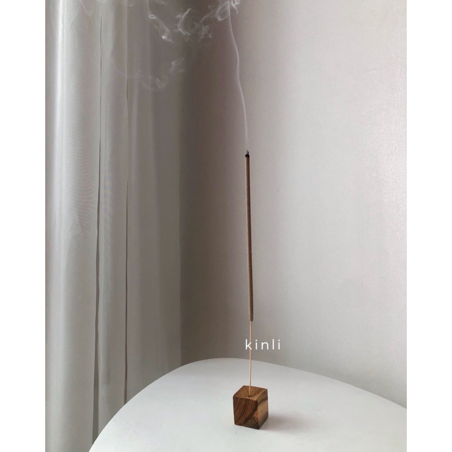 mini wooden block incense stick holder tempat dupa kayu jati teak wood