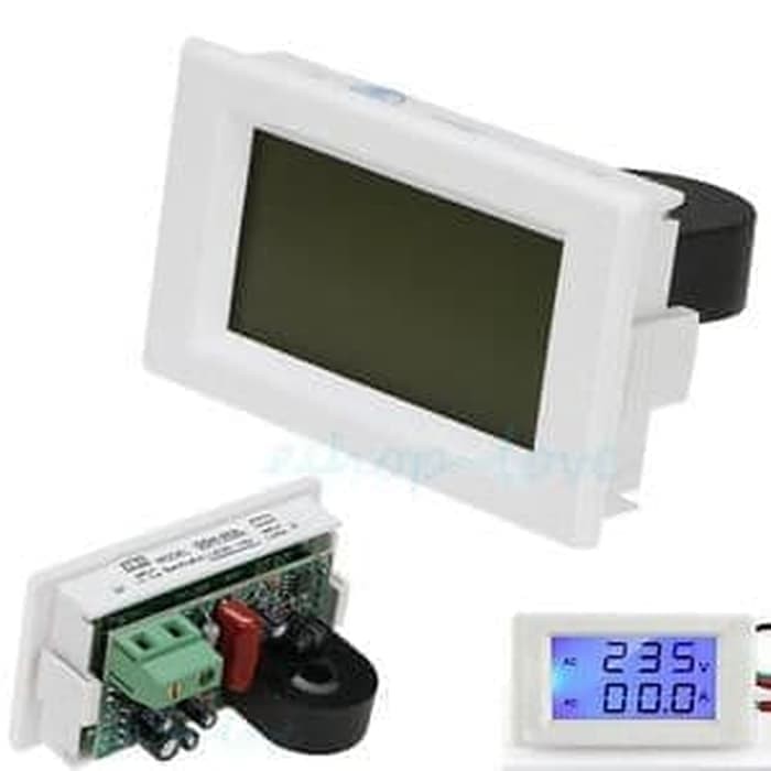 Dual Combo AC Voltmeter Amperemeter 50A 300V 2 in 1 LCD Display Blue