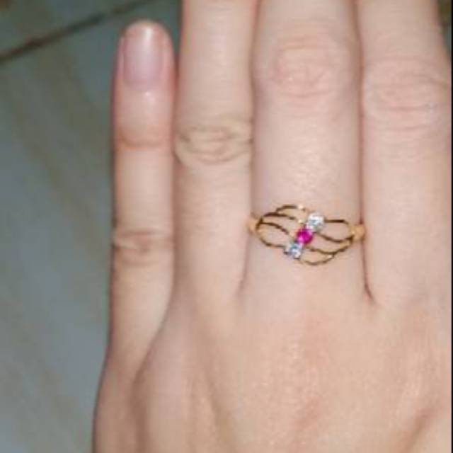 Cincin emas muda dewasa ring 12 ready pink diameter 1.6cm