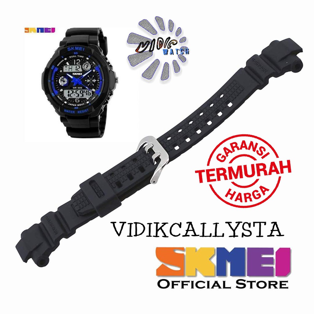 Strap tali jam tangan Skmei 1060 SKMEI AD 1060 Hitam tali skmei