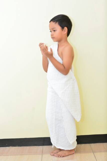 kain ihram baju ihrom anak tk/paud non instan plus tali + peniti