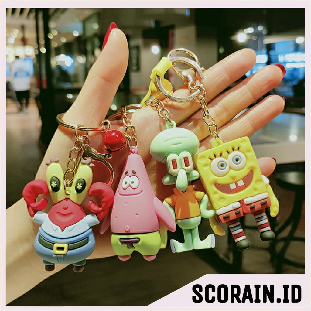 GANCI KARTUN SPONGEBOB SQUAREPANT GANTUNGAN TAS ANAK-ANAK AKSESORIS LUCU TAS | GANTUNGAN BONEKA KARTUN COWO CEWE | GANTUNGAN KUNCI RUMAH, MOTOR, MOBIL | KEYCHAIN KOREAN STYLE