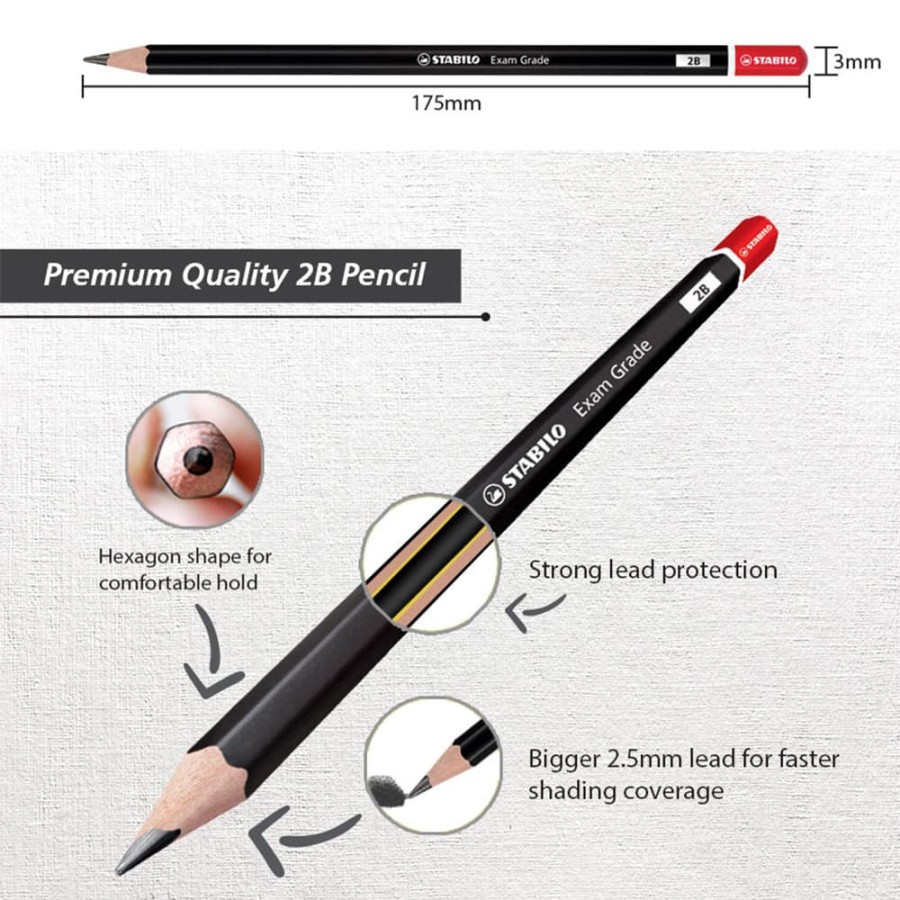 Pencil STABILO Exam Grade  Pensil 2B   / Pencil Kayu Hitam Ujian UNBK / Pencil Kayu Stabilo-2