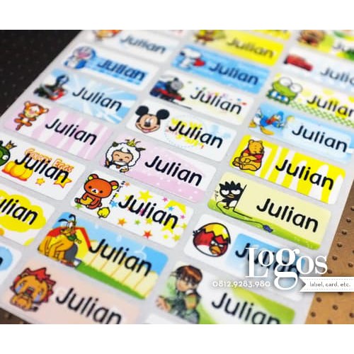

TERLARIS!! Boy mix Sticker MEDIUM Name Label. Stiker karakter campuran kartun animasi disney lucu