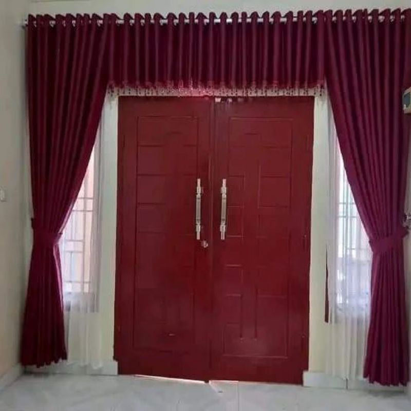 1 set Gorden Blackout jendela pintu mewah ruang tamu minimalis poni Blackout import horden korden po