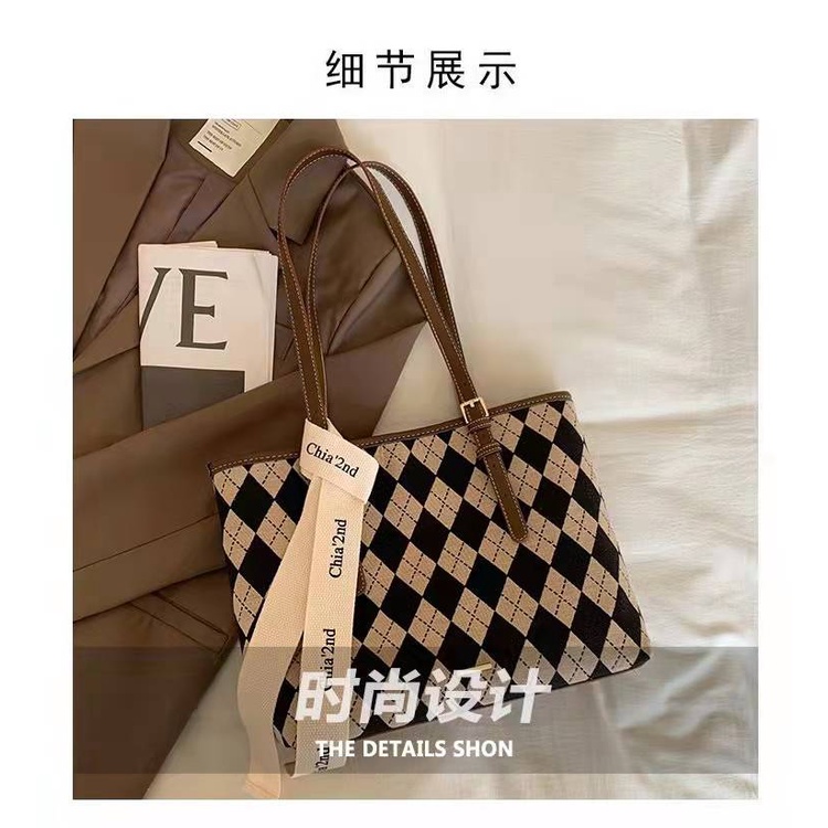 BJ61729 - BLACK/BROWN - TAS TOTE BAG TWILLY MOTIF WANITA FASHION IMPORT MODIS ELEGAN TERMURAH TERLARIS TERBARU BAGSTORE JAKARTA TAS BATAM ZC1729