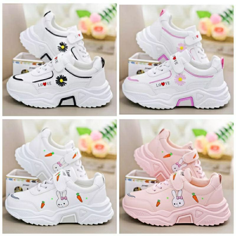 Sepatu Anak Perempuan Sneakers Korea Anak Motif Dan Karakter