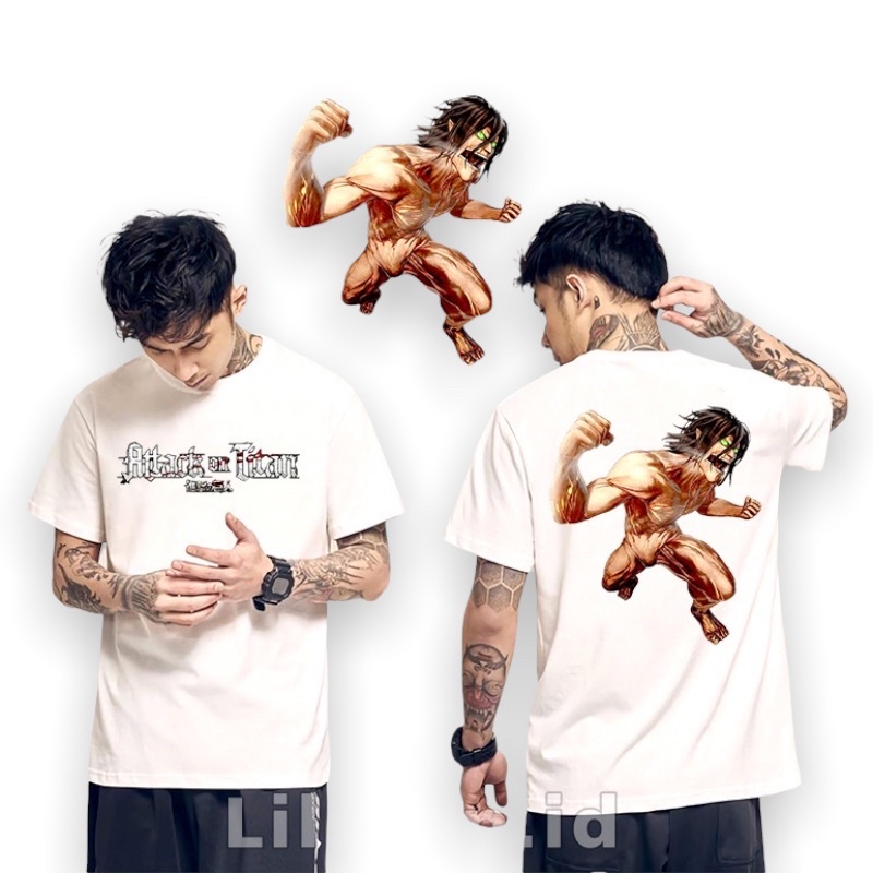 Kaos Tshirt  Pria Attack on Titan Baju Distro Basic Lengan Pendek Cowok Kasual Lilipop