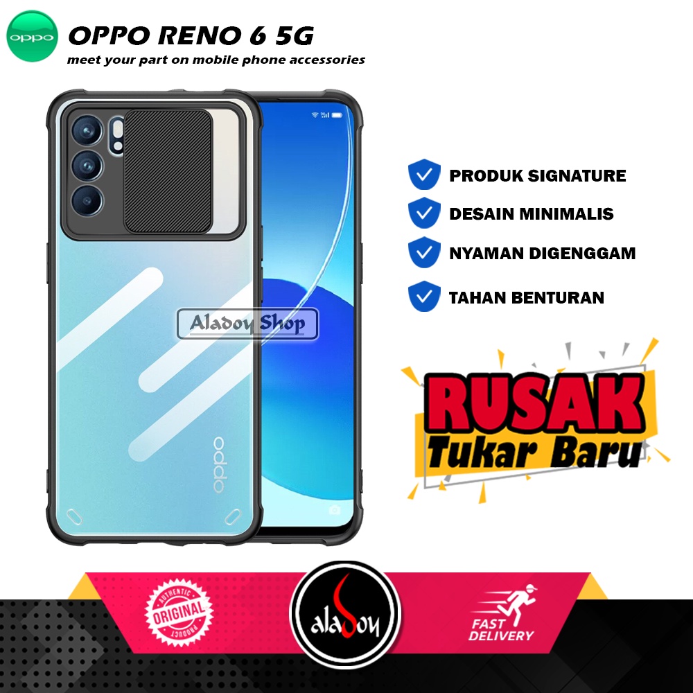 Case Oppo Reno 6 5G Armor Slide Transparent Premium Casin