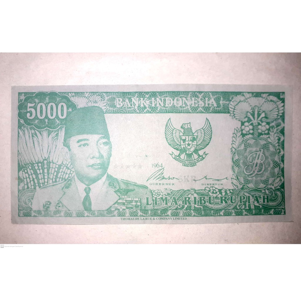 Uang 5000 Soekarno Tahun 1964 Uang Sukarno Menggulung Uang 5.000 Sukarno Gambar Serimpi 1964
