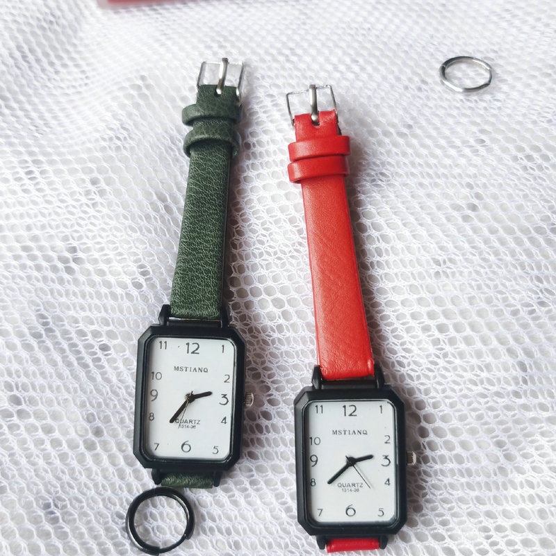 [MS108] JT 17 - Jam Tangan Wanita Analog Kotak / Gaya Casual Dengan Strap Pu Import