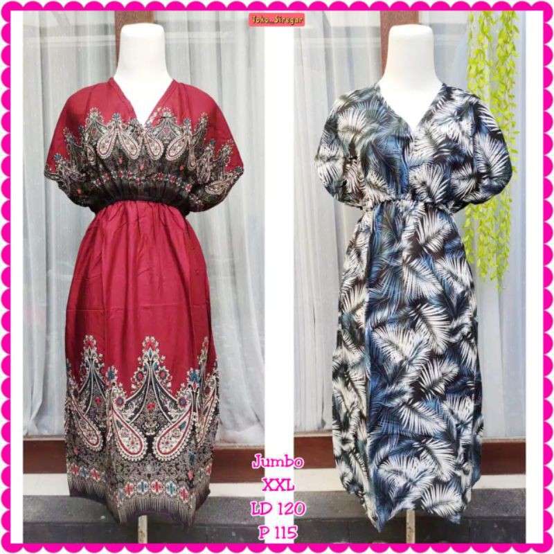 DASTER JUMBO MANOHARA SERUT REMPEL DRESS BALI XXL BAHAN RAYON ADEM MOTIF TERMURAH LD 120