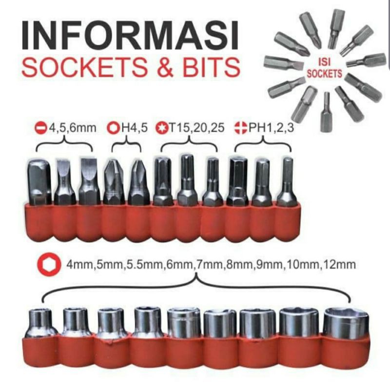 Obeng set Kunci Set 24 in 1 Multifungsi Kunci Shock Obeng Palu T