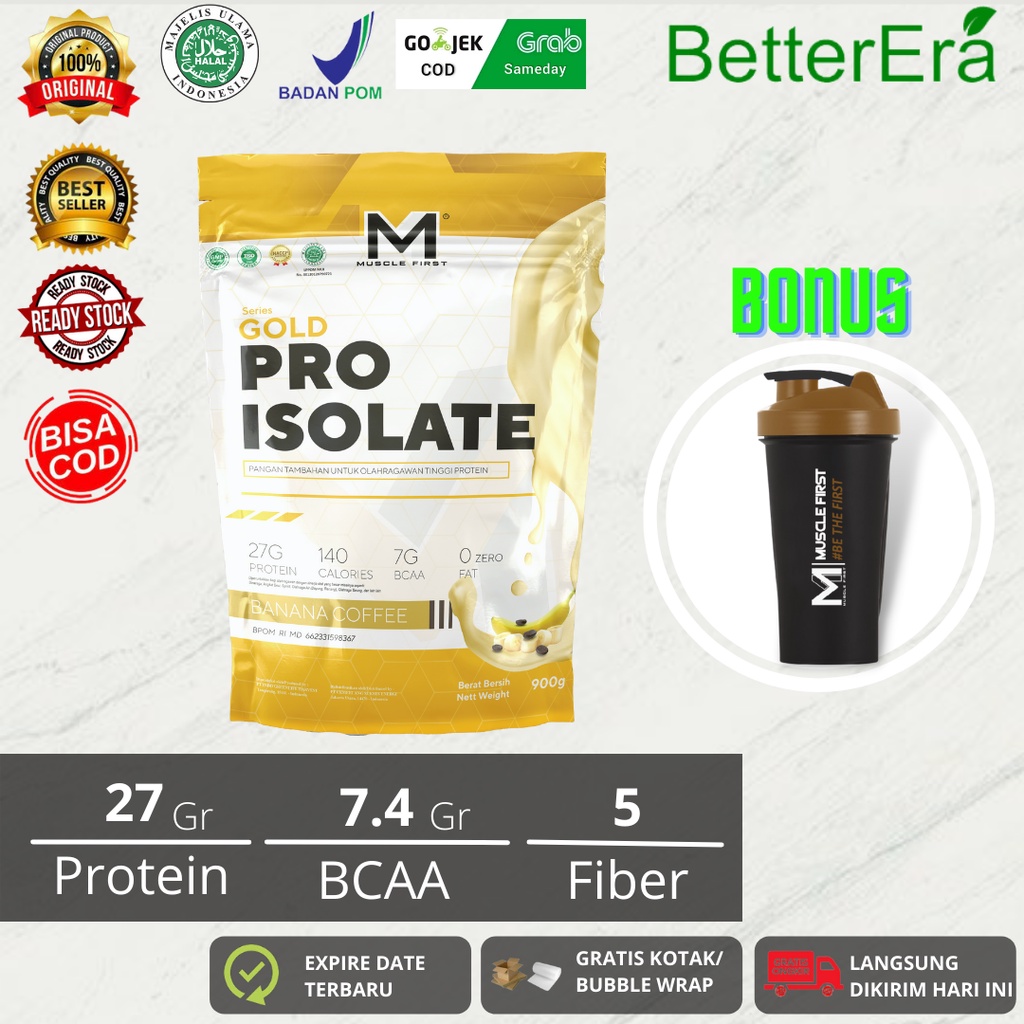 Muscle First Gold Pro Isolate Whey Protein 2 LBS -M1 Banana Coffee FREE Shaker