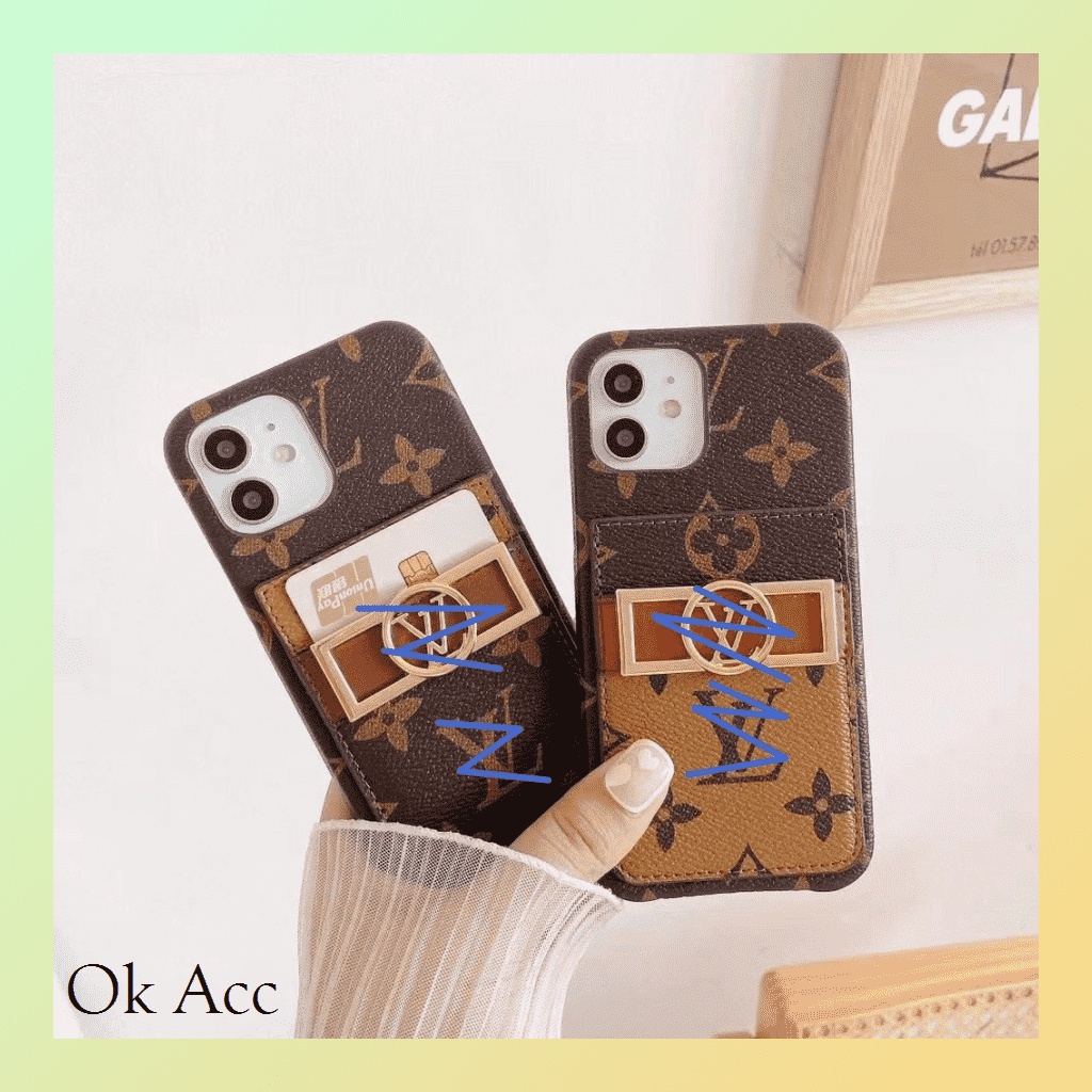 Case LV mini dompet kartu Iphone 7 8 7+ 8+ X Xs Xr Max 11 12 13 Pro Max FH39