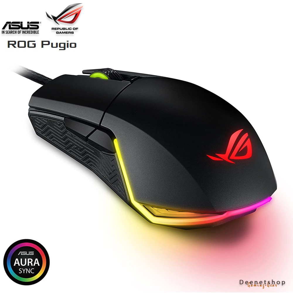 ASUS ROG Pugio Ergonomic & Truly Ambidextrous PC Gaming Mouse 7200 DPI Optical Sensor Aura Sync RGB